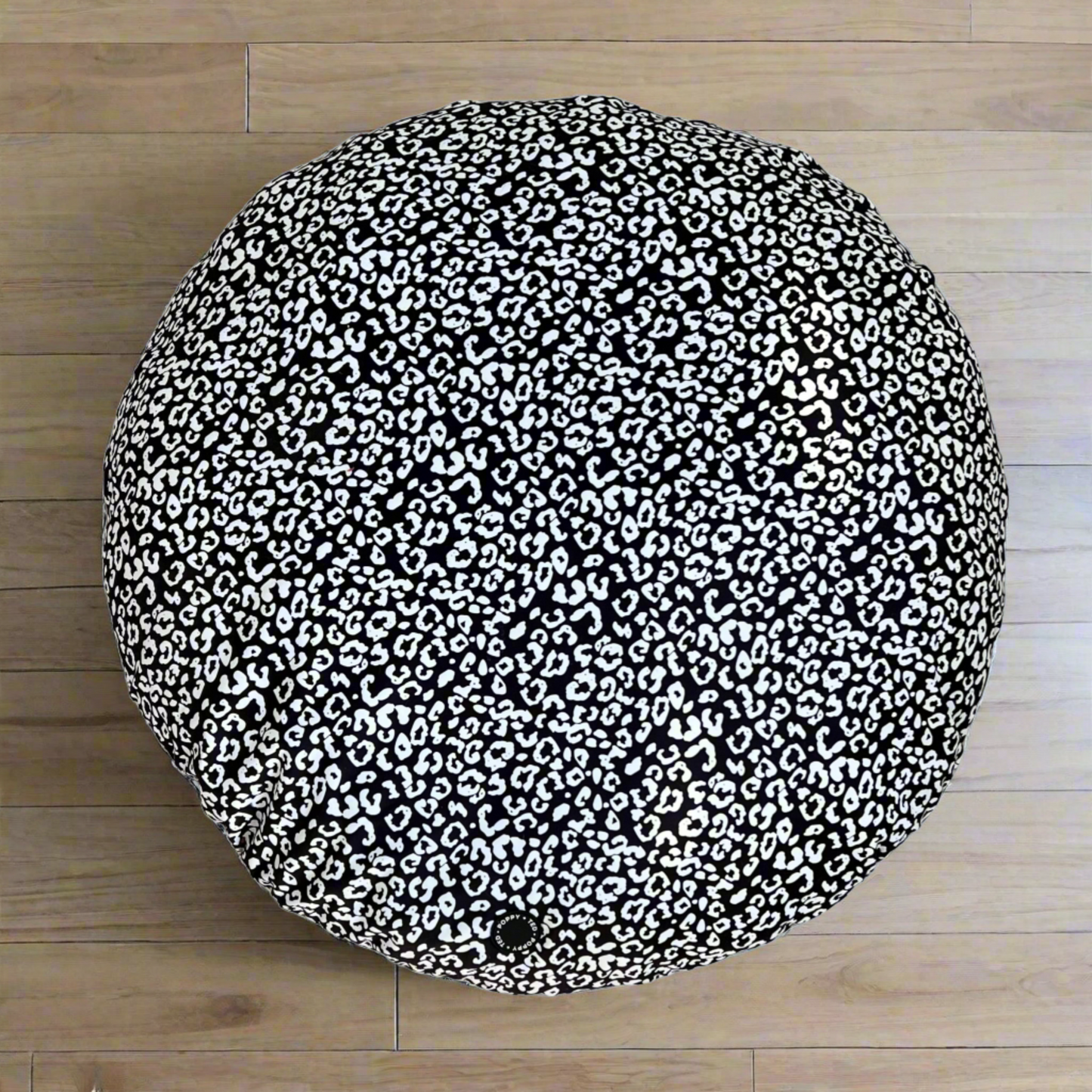 Black Leopard Round Dog Bed | Luxe Collection