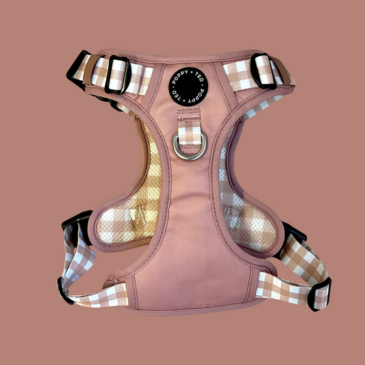**SECONDS** Luxe Collection | 3-Click Tough Harness | "Tan" Plaid (Pink)