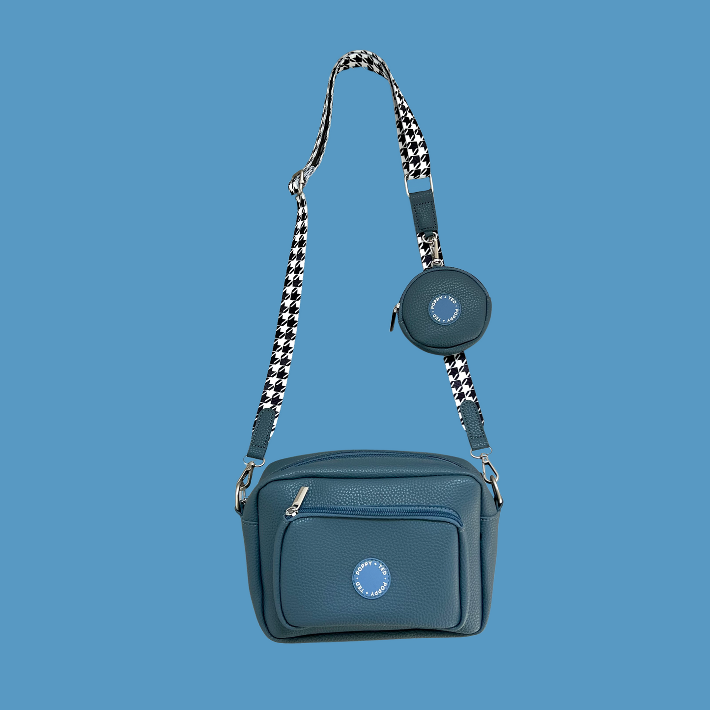 Luxe Collection | The Ultimate Dog Walking Bag | Blue Houndstooth (ships in 10 days in time for Christmas)