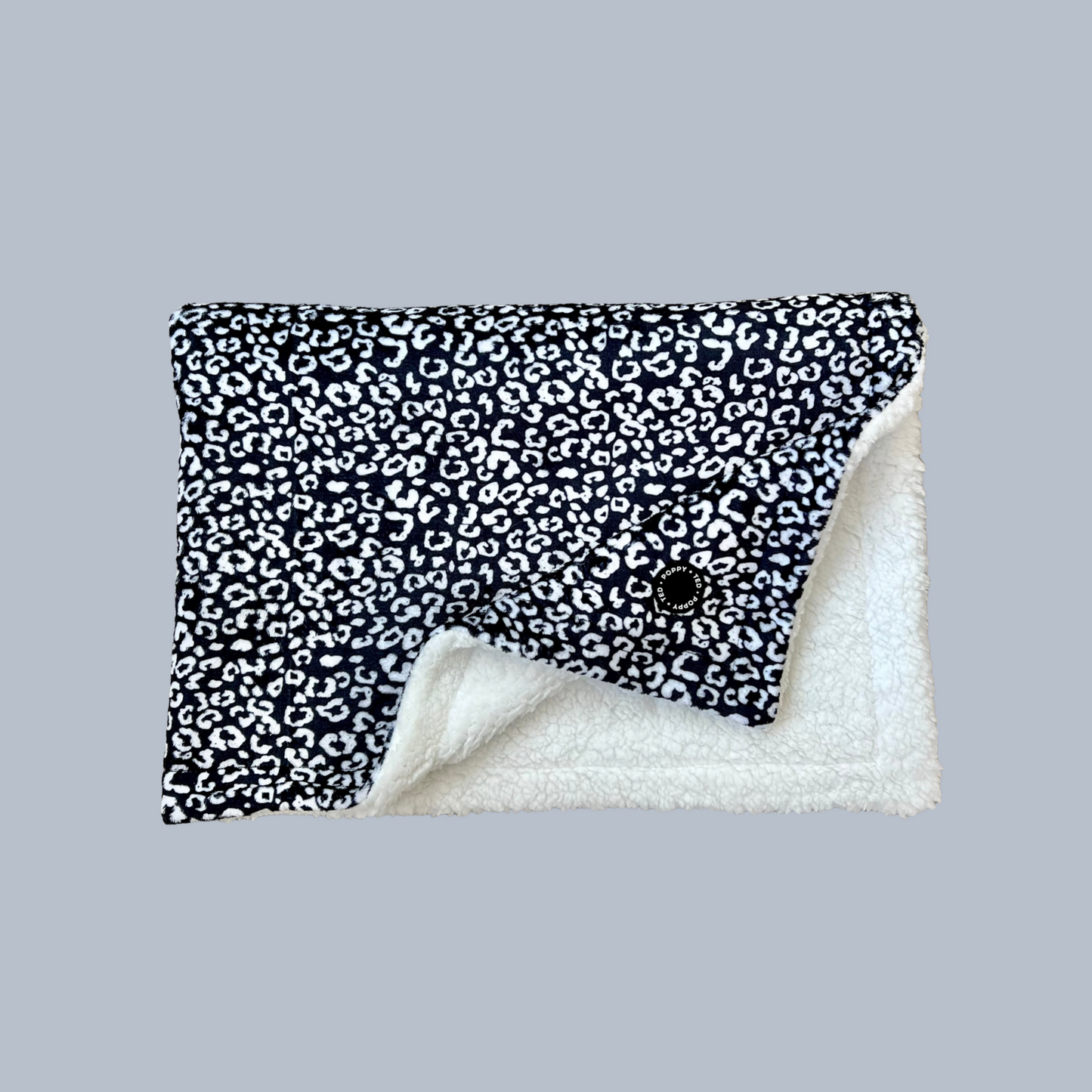 Black Leopard Fleece Dog Blanket