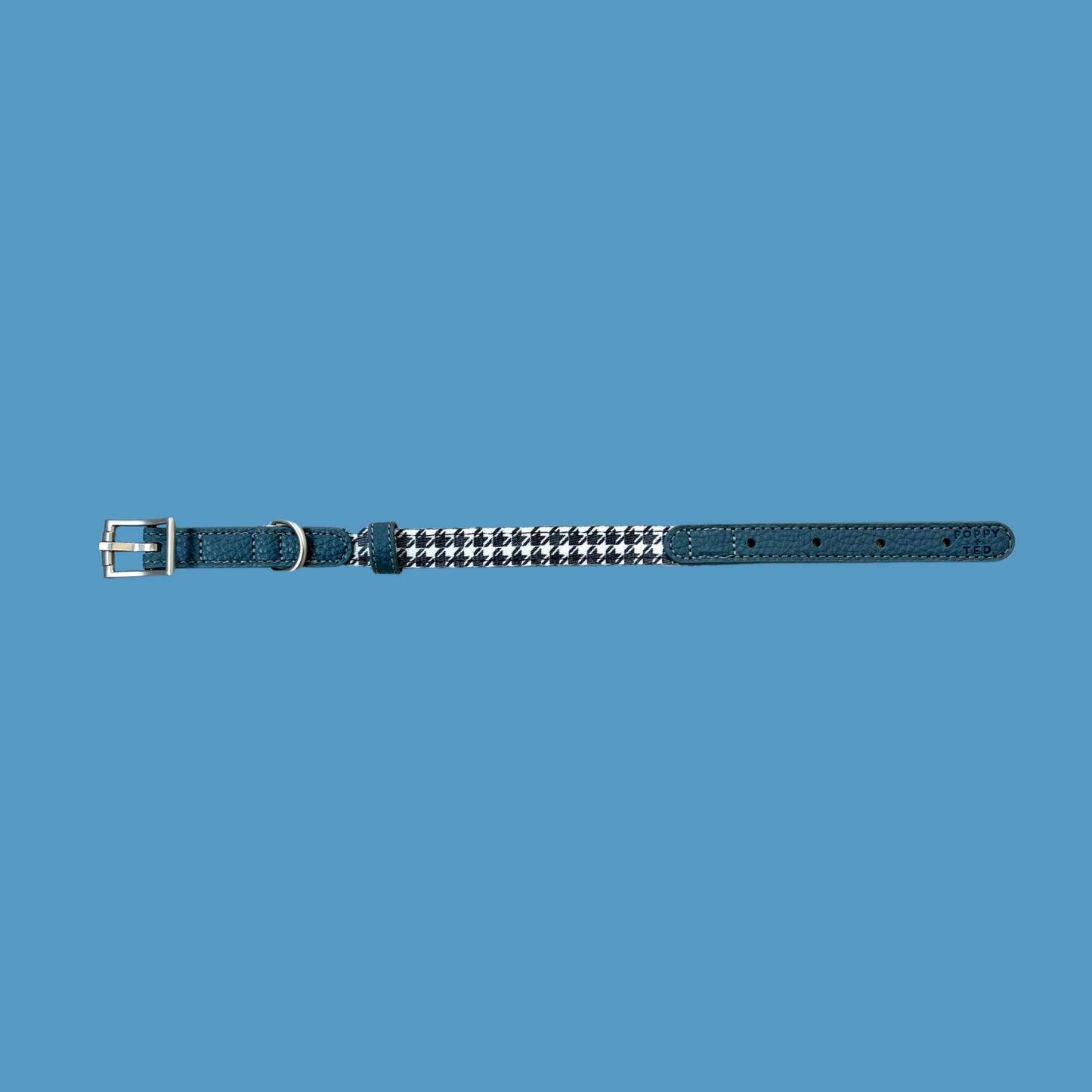 Luxe Collection | Dog Collar | Blue Houndstooth