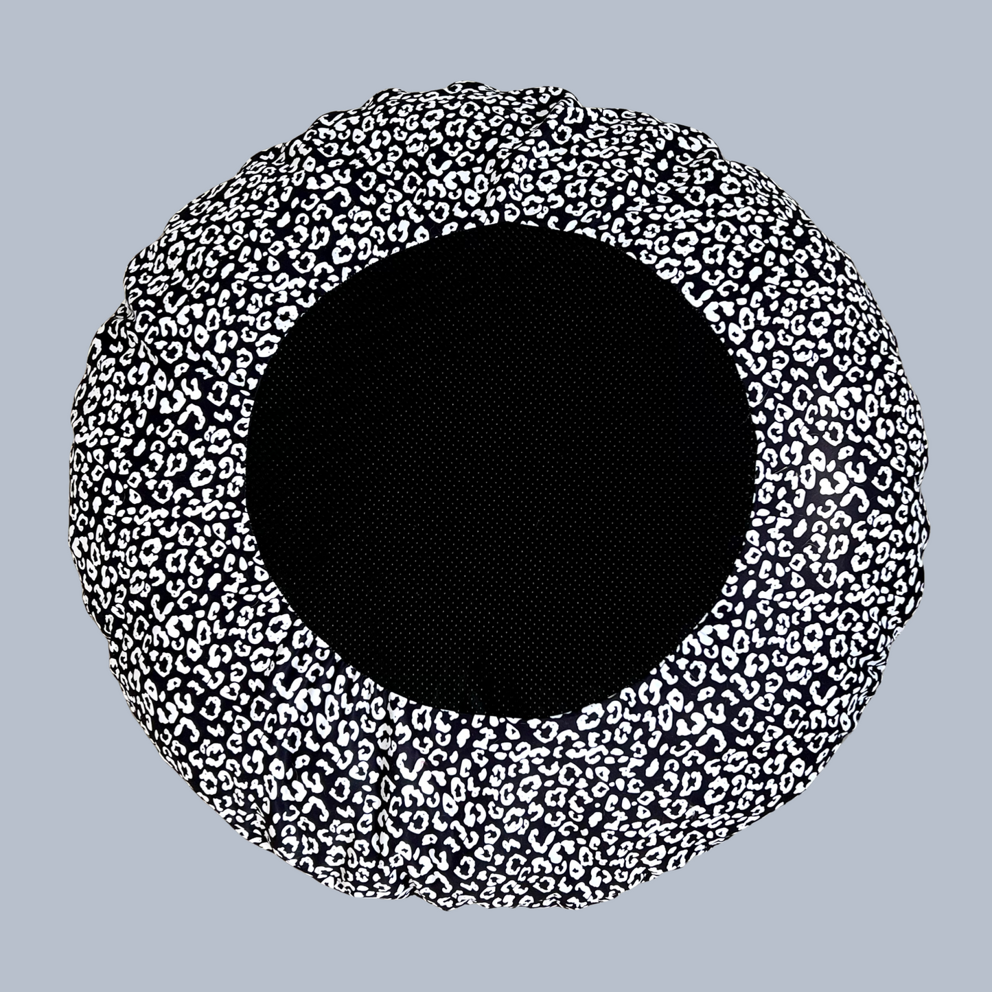 Black Leopard Round Dog Bed | Luxe Collection