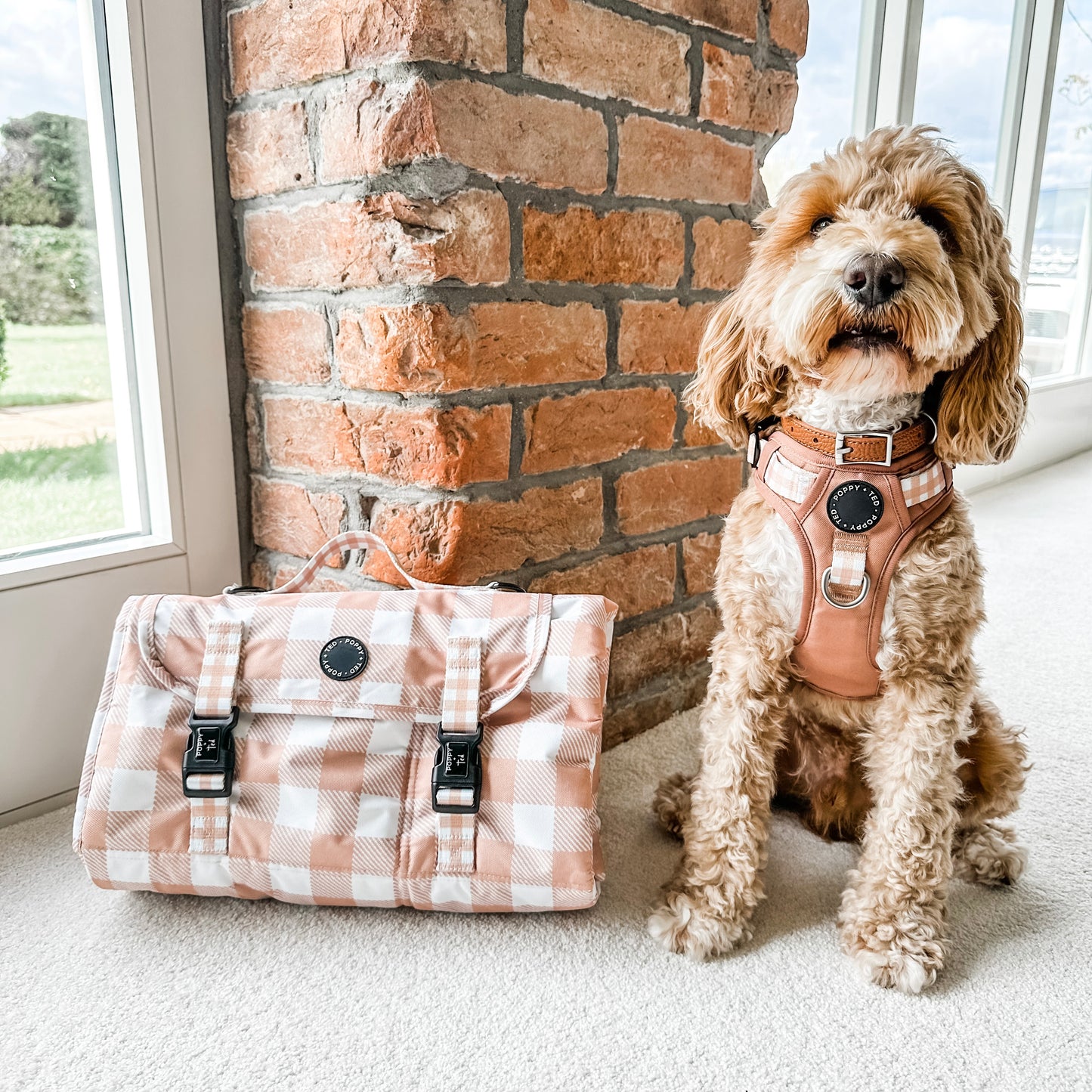Home Collection | Dog Travel Mat | Luxe Tan Plaid