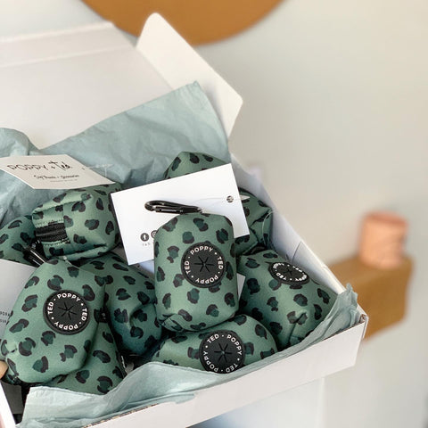 Walk + Wear | Poop Bag Holder | Wild Leopard - Khaki