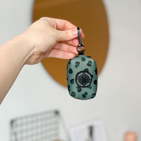 Walk + Wear | Poop Bag Holder | Wild Leopard - Khaki