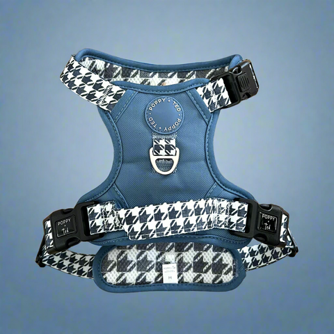 Luxe Collection | 3-Click Tough Harness | Blue Houndstooth