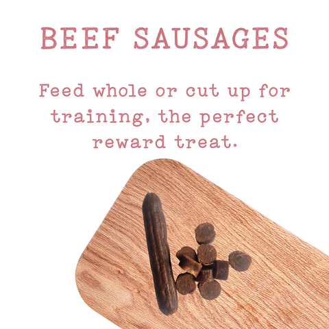 Vale Pet Foods | Beef Sausages | Air-Dried Natural Dog Treats (200g)