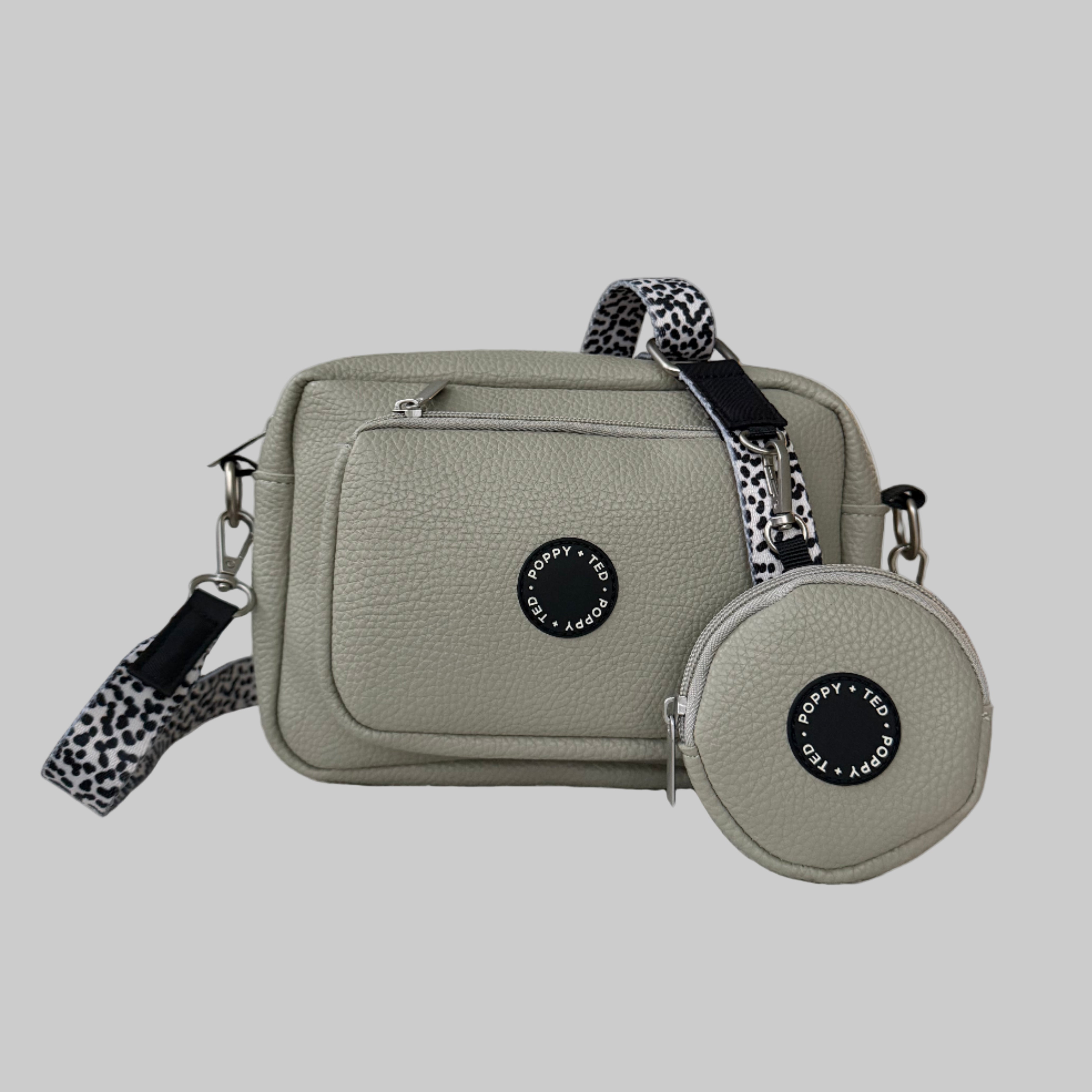 Dog Walking Bag / Treat Pouch | Grey PU Vegan Leather - Poppy + Ted