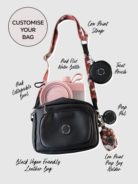 The Ultimate Dog Walking Bag | Vegan PU Leather - Black