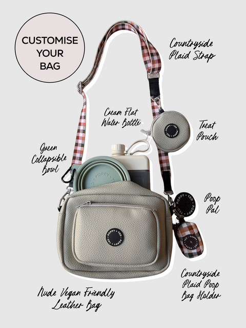The Ultimate Dog Walking Bag | Vegan PU Leather - Nude