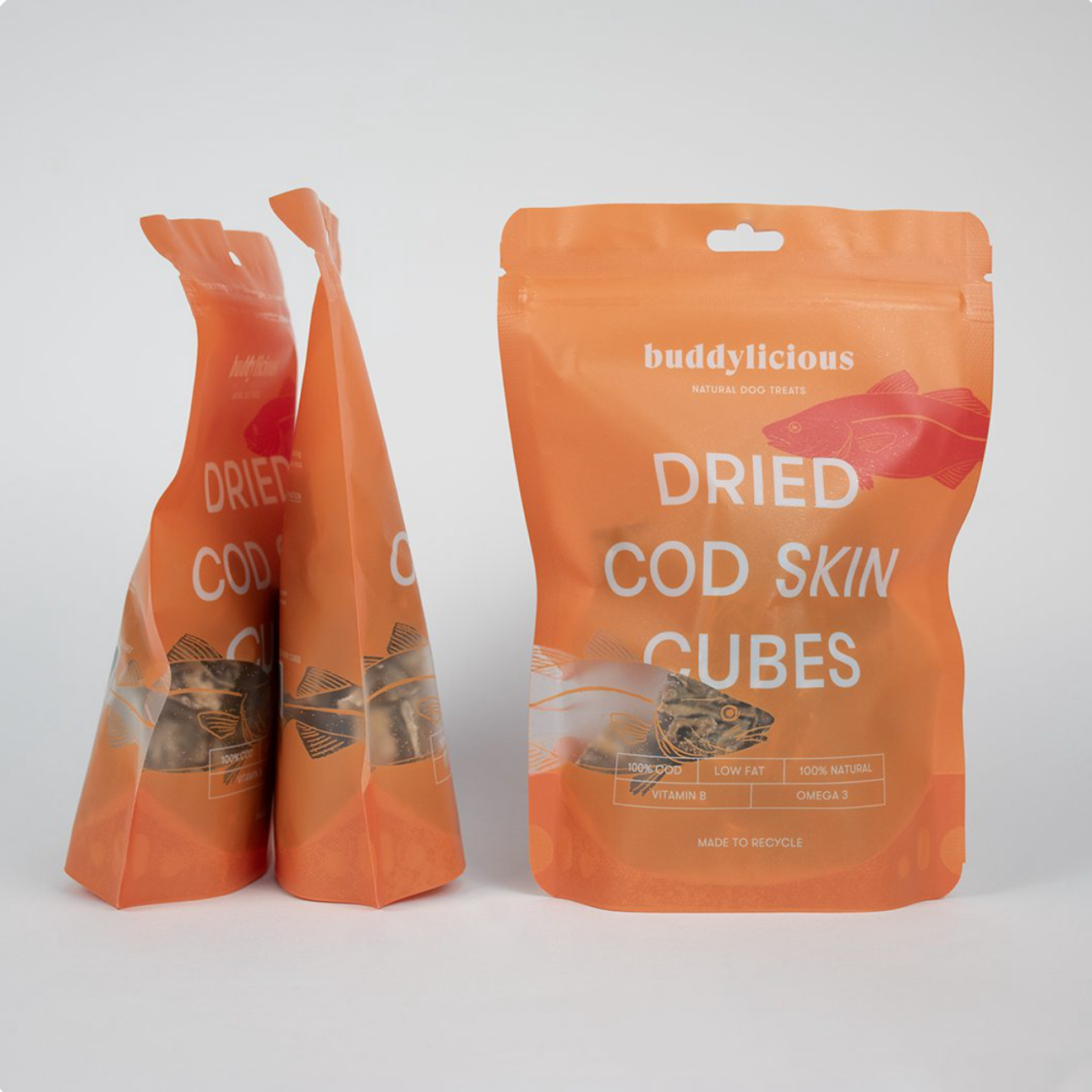 Buddylicious 100% Natural Cod Skin Cubes Dog Treats