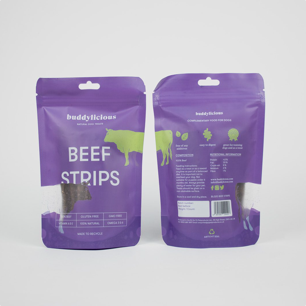 Buddylicious 100% Natural Beef Strips Dog Treats