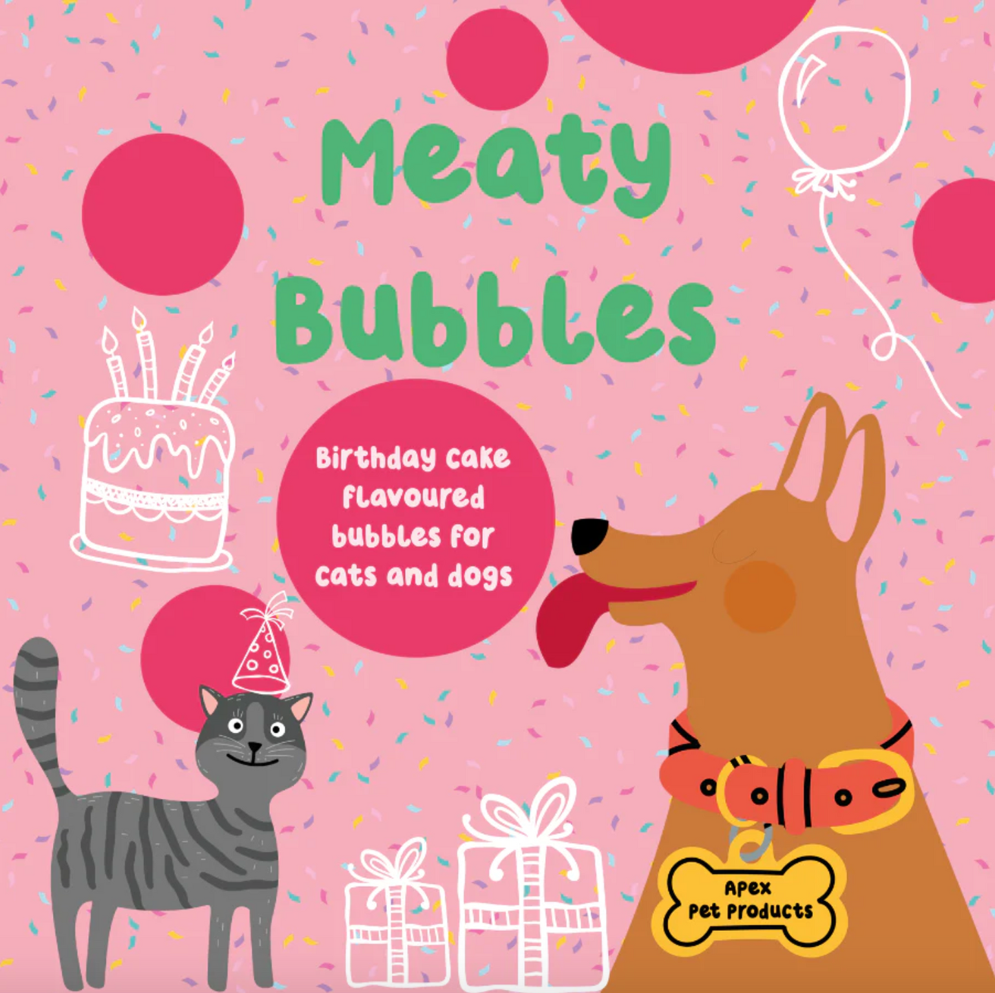 Meaty Bubbles - Birthday Cake Flavoured Bubbles for Dogs and Puppies