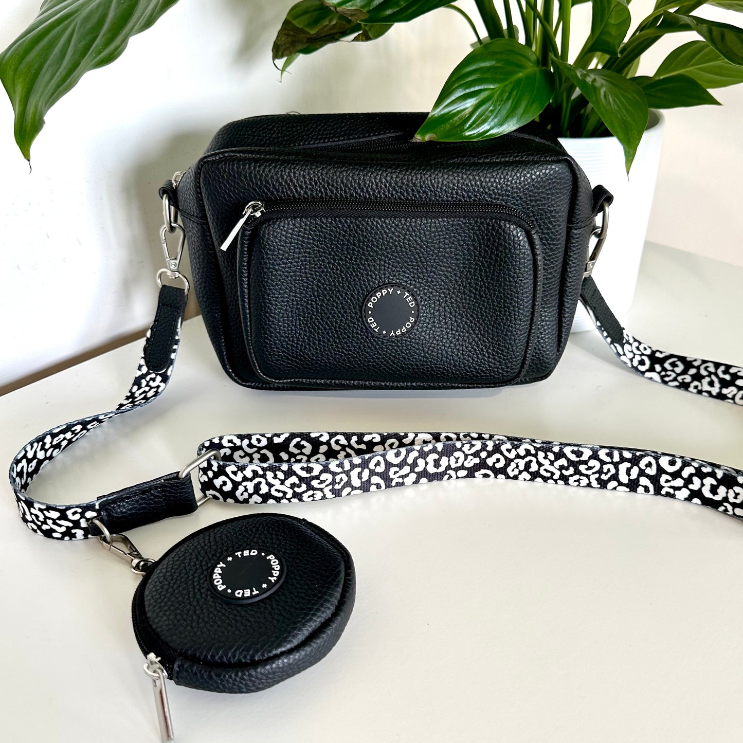 Luxe Collection | The Ultimate Dog Walking Bag | Black Leopard