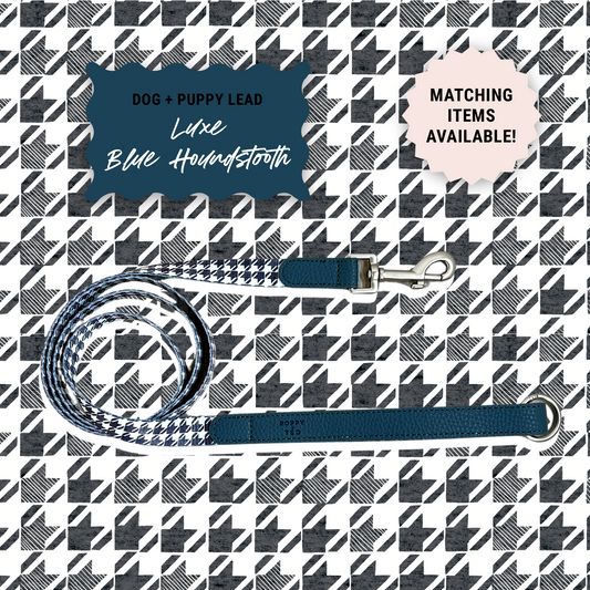 Luxe Collection | Dog Lead | Blue Houndstooth