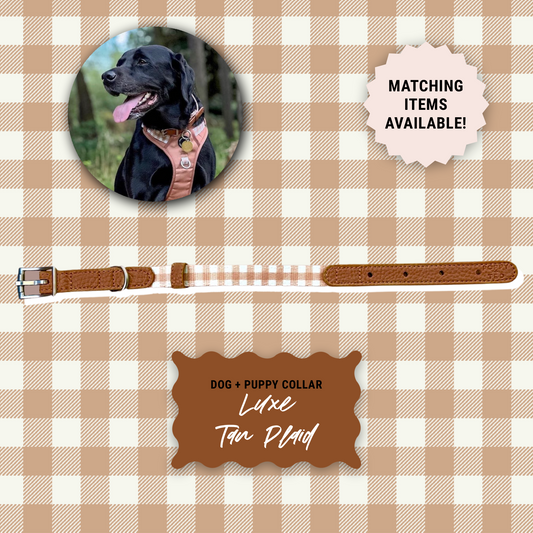 Luxe Collection | Dog Collar | Tan Plaid