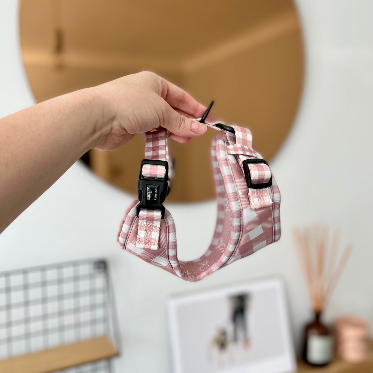 Walk + Wear | Adjustable Dog Harness | Pink Plaid