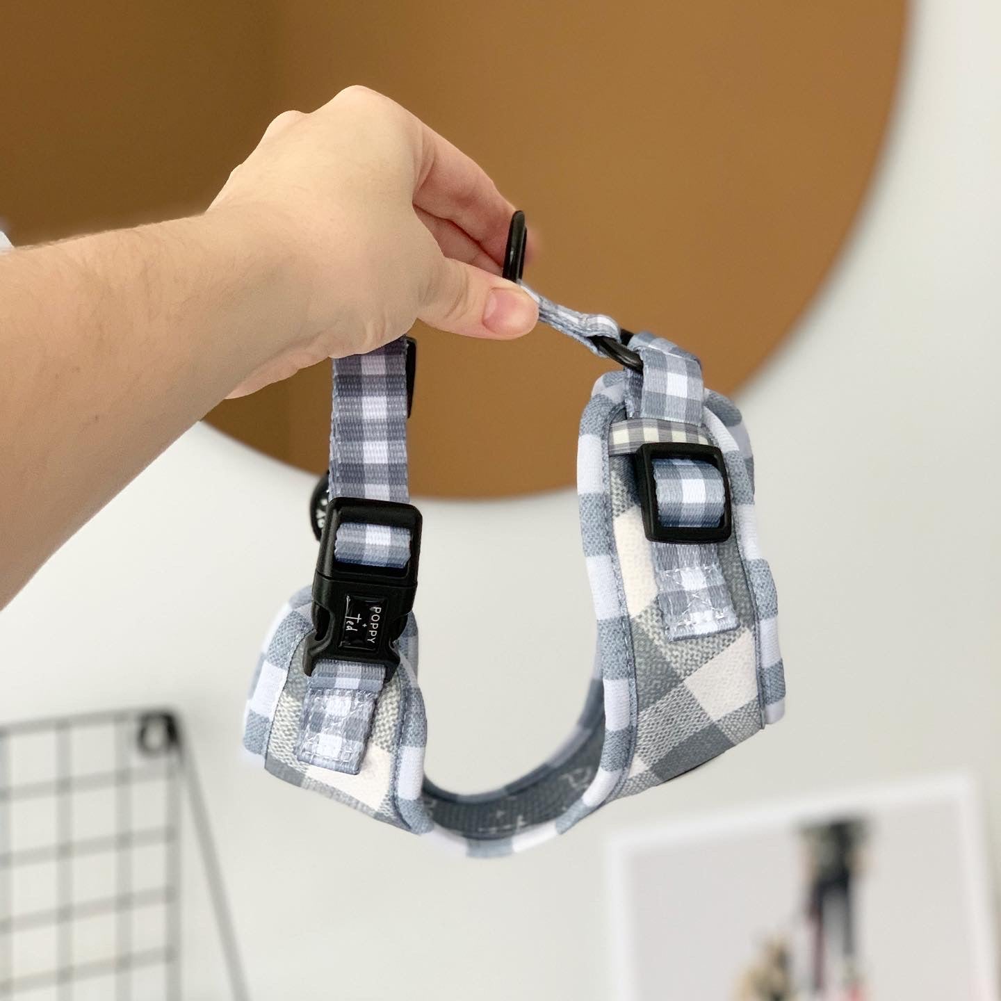 Walk + Wear | Adjustable Dog Harness | Grey Plaid