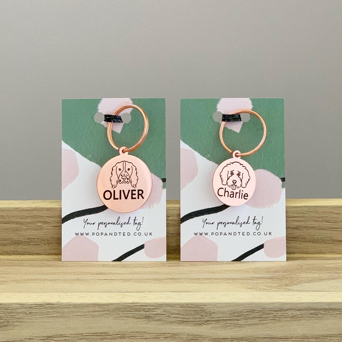 Personalised Dog Breed ID Tag | Rose Gold
